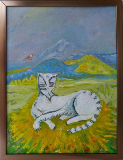 Tájkép fehér macskával Picasso alkotó: Elzbieta Goszczycka