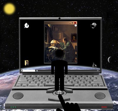 "Kopernikusz óta az ember a középpontból az X-be gurult" (a sorozatból: Windows) alkotó: Alexander Eibach