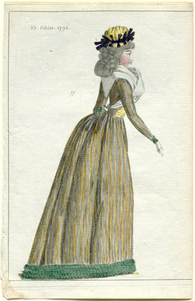 divathírek Journal of Fashion and Taste, 1792. október 10., 23. jegyzetfüzet, pl. 1 alkotó: A.B. Duhamel (possibly)