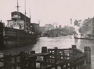 Kilátás a Rush St. Bridge-re és a Kirks Szappangyárra, 1894 alkotó: A.C. Christensen