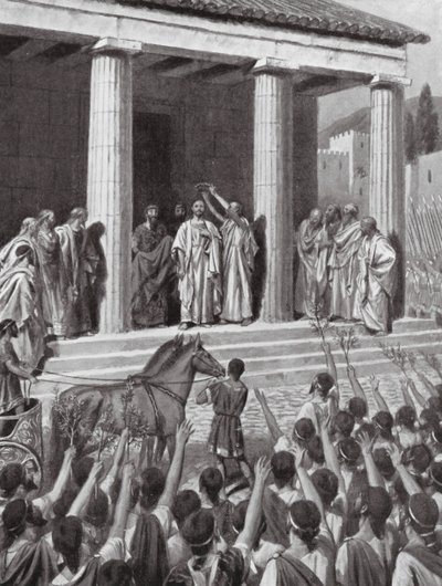 Themisztoklész tiszteletére Spártában (litográfia) alkotó: A.C. Weatherstone
