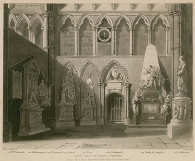 A Poets Corner, Westminster Abbey, London déli nézete alkotó: A.C. and Villiers, H. Pugin
