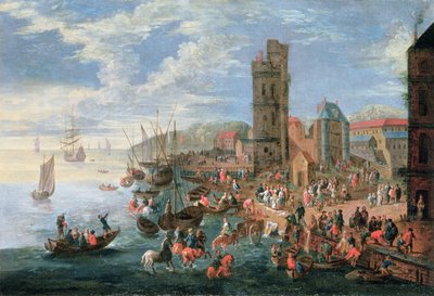 Egy kikötői jelenet alkotó: A.F. and Bouts, P. Boudewyns