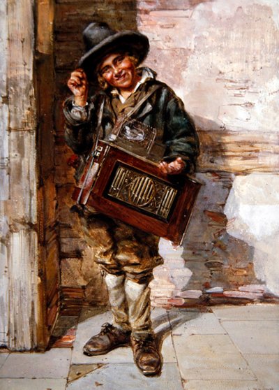 A Hurdy-Gurdy játékos alkotó: A.J. Rayner