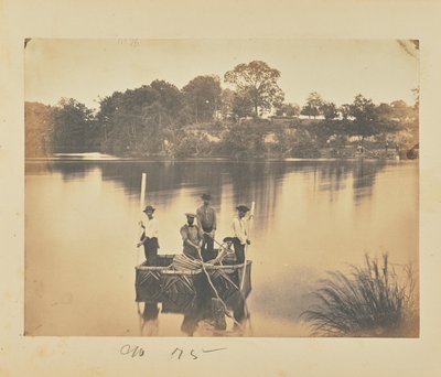 Takaró csónakok kis tutaja a Potomac folyón átkelve alkotó: A.J. Russell