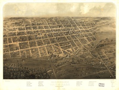 Marshall városának madártávlati képe, Calhoun Co., Michigan. LOC 73693437 alkotó: A.; Chicago Lithographing Co. Ruger