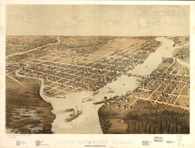 Green Bay és Fort Howard, Brown Co., Wisconsin 1867. LOC 73694541 alkotó: A.; Chicago Lithographing Co. Ruger