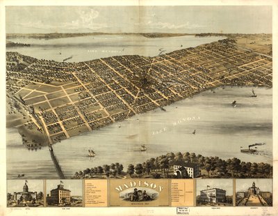 Madison, Wisconsin 1867. LOC 73694546 alkotó: A.; Chicago Lithographing Co. Ruger