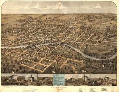 South Bend, Indiana, 1866. alkotó: A.; Chicago Lithographing Co. Ruger