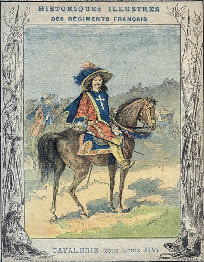 Lovasság XIV. Lajos vezetése alatt - Tankönyvek védőhüvelyéből, 19. század vége - Lovasság sous XIV. Lajos - A Demarle illusztrációja - Protege notebook historique, 19. század vége - alkotó: A. Demarle