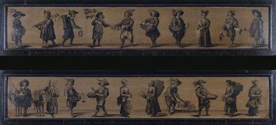 Les Cris de Paris, 1634-ben (olaj, fa) alkotó: A. Doy