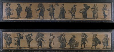 Les Cris de Paris, 1634-ben (olaj, fa) alkotó: A. Doy