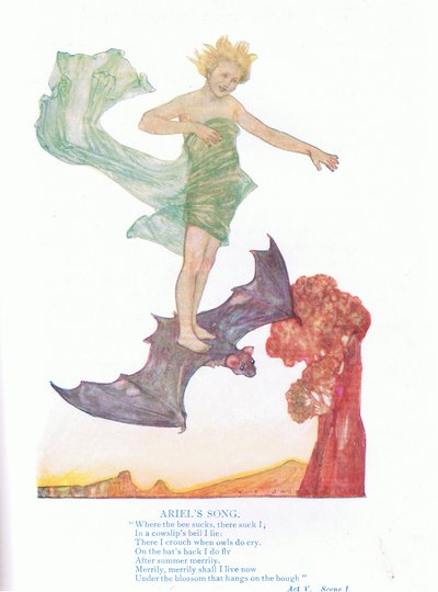 Ariel dala (The Tempest), a Tales from Shakespeare pubból. a Ward Lock & Co Ltd alkotó: A. Jackson