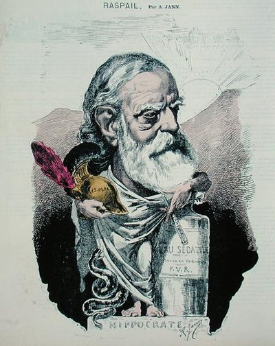 Francois Vincent Raspail (1794-1878) karikatúrája 1870 körül (színes metszet) alkotó: A. Jann