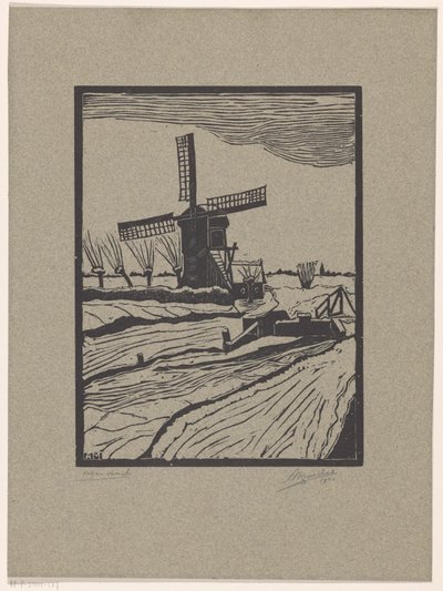 Téli táj malom alkotó: A. Marchal