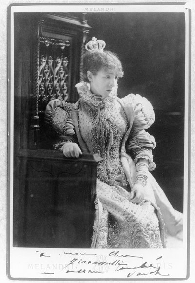 Sarah Bernhardt (1844-1923) Marie de Neubourg szerepében Victor Hugo (1802-85) Ruy Blas című filmjében alkotó: A. Melandri