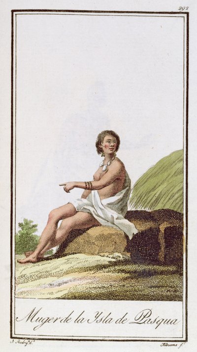 Egy nő a Húsvét-szigetről, metszett Albuerne, 1799 alkotó: A. Rodriguez