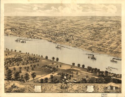 Jefferson City, Missouri fővárosa madártávlatból 1869. LOC 73693479 alkotó: A. Ruger