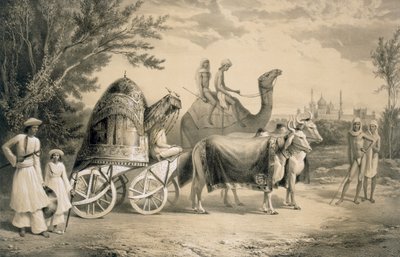 A delhi király háremkocsija, az "Utazások Indiában" című könyvből, Smith, Elder és társai, 1858. alkotó: A. Soltykoff