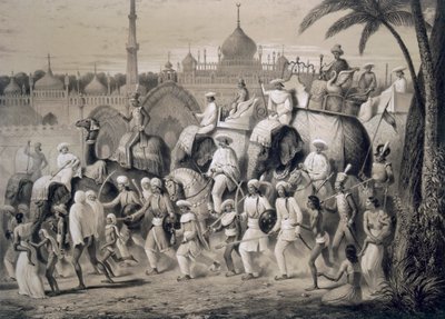 Lucknow, a fő utca a „Voyages in India” című filmből, 1859. alkotó: A. Soltykoff