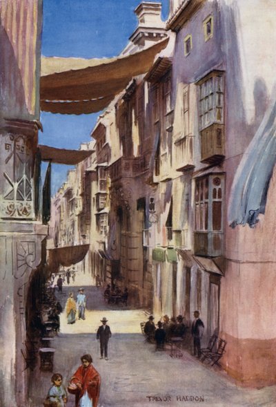 Egy utca Murciában (színes litó) alkotó: A. Trevor Haddon