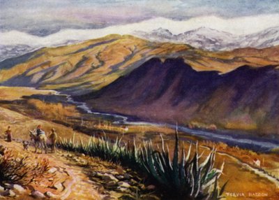 Granada, kilátás a Sierra Nevadára és a Genil folyóra (színes litho) alkotó: A. Trevor Haddon