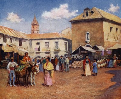 Malaga, piac (színes litó) alkotó: A. Trevor Haddon
