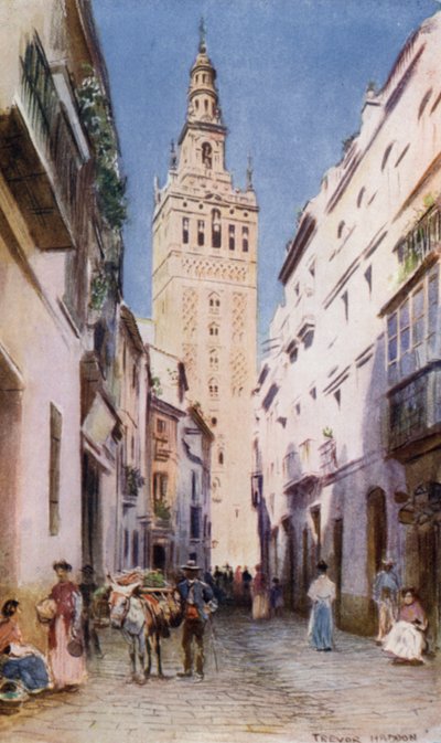 Sevilla, The Giralda (színes litó) alkotó: A. Trevor Haddon