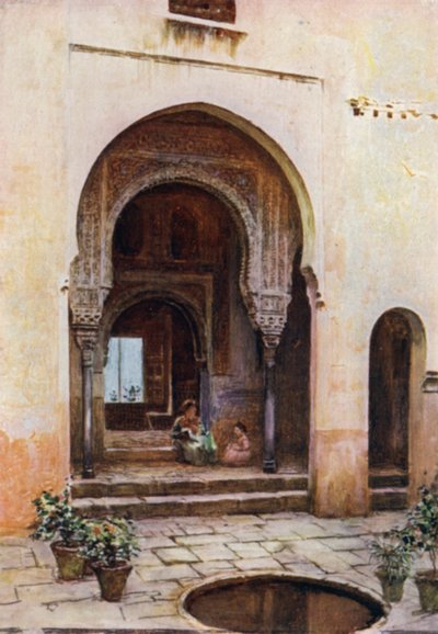 Az Alhambra, a Mexuar udvara, nyugati homlokzat (színes litó) alkotó: A. Trevor Haddon