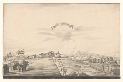 Kilátás a Salatiga-erődre Salatiga (cím a tárgyon) alkotó: A. de Nelly (possibly)