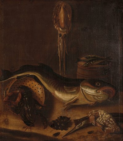 Csendélet halakkal alkotó: A. van Doeff