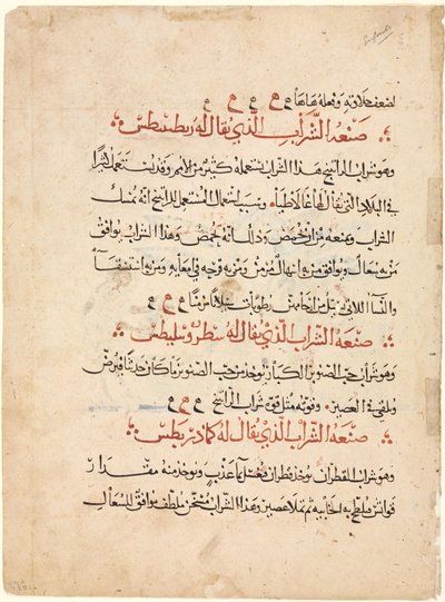 Szövegoldal a Dioscorides-i Materia Medica-tól alkotó: Abdallah ibn al Fadl (Iraq)