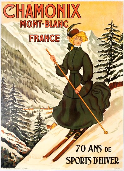 Chamonix Mont Blanc 70 éves téli sport. alkotó: Abel Faivre