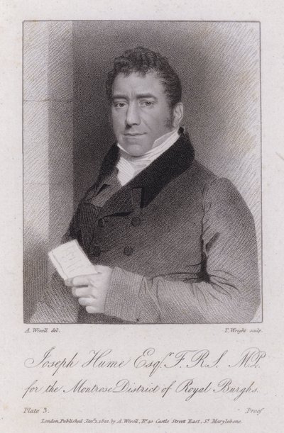 Joseph Hume skót orvos, politikus és radikális képviselő (metszet) alkotó: Abraham (after) Wivell