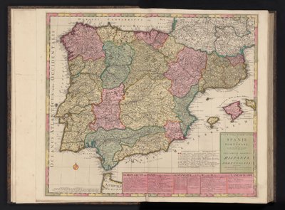 Spanyolország és Portugália térképe Útmutató a katonai körutakról Spanyolországban és Portugáliában / Theatrum Martis in Hispania et Portugallia (cím a tárgyon) alkotó: Abraham Allard