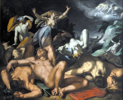 Dán: Apolló és Diana megbünteti Niobét a gyermekei megölésével Apolló és Diana megbünteti Niobét a gyermekei megölésével alkotó: Abraham Bloemaert