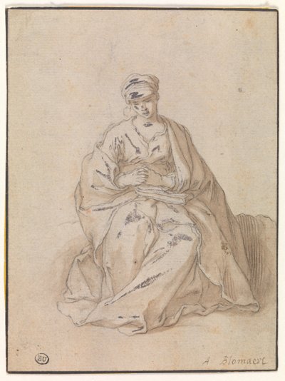 Maria, ül egy könyvvel alkotó: Abraham Bloemaert