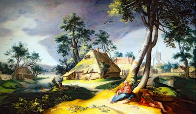 Pihenjen az egyiptomi repülésen (panel (papírra rakva)) alkotó: Abraham Bloemaert