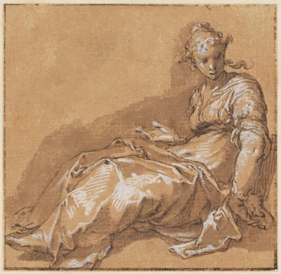 Balra forduló, ülő nő alkotó: Abraham Bloemaert
