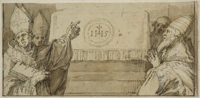 A négy latin egyházatya egy oltár előtt alkotó: Abraham Bloemaert
