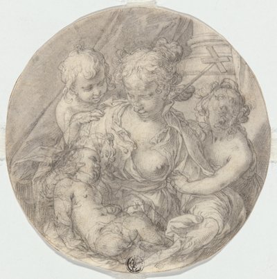 Madonna a gyermek Krisztussal, a csecsemő Keresztelő Jánossal és egy másik gyermekkel (Caritas) alkotó: Abraham Bloemaert