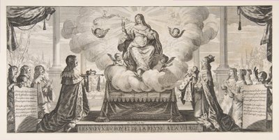 Almanach 1639-re: XIII. Lajos és Osztrák Anna megbízza a királyságot és a herceget..., 1639. alkotó: Abraham Bosse