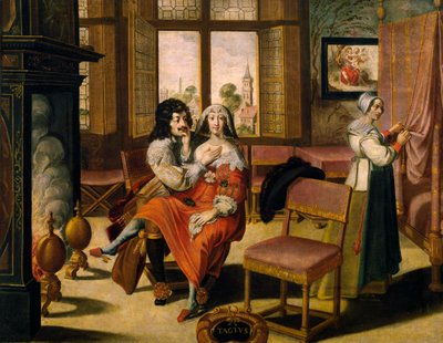 Tapintásérzék, kb. 1635, Abraham Bosse (1604-1676) festménye után ismeretlen művész, Franciaország 5. sorozatából alkotó: Abraham Bosse