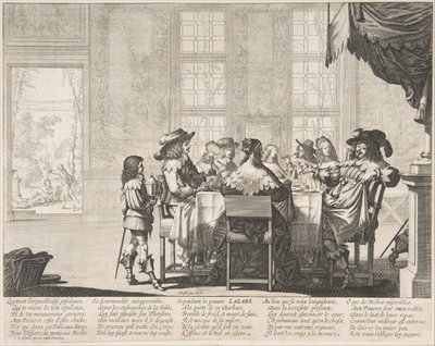 A gazdag ember lakomája, a 17. század közepe és vége. alkotó: Abraham Bosse