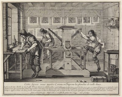 A rézlemezek nyomtatása (A mélynyomó) alkotó: Abraham Bosse