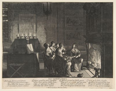 A bölcs szüzek pihennek, miközben a férj érkezését várják, kb. 1635. alkotó: Abraham Bosse