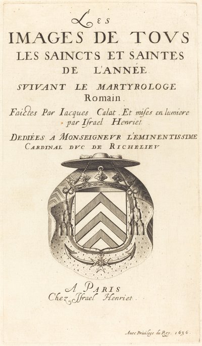 Címlap Callot "A szentek naptára" című művéhez alkotó: Abraham Bosse