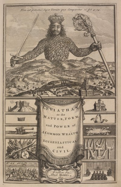 Thomas Hobbes "Leviathan, avagy a közös gazdagság anyaga, formája és hatalma, egyházi és civilek" címlapja alkotó: Abraham Bosse