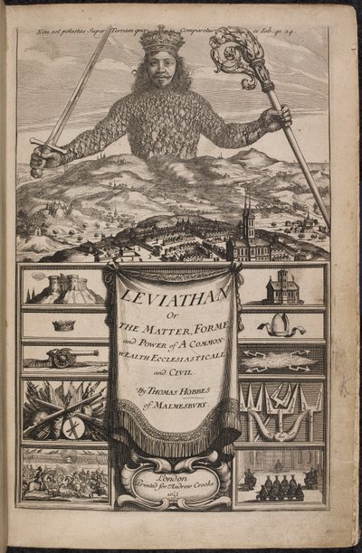 Thomas Hobbes "Leviathan, avagy a közös gazdagság anyaga, formája és hatalma, egyházi és civilek" címlapja alkotó: Abraham Bosse