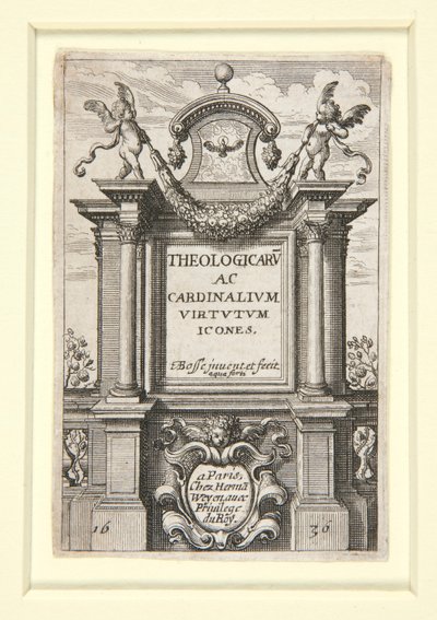 A teológiai és kardinális erények ikonjai címlapja alkotó: Abraham Bosse